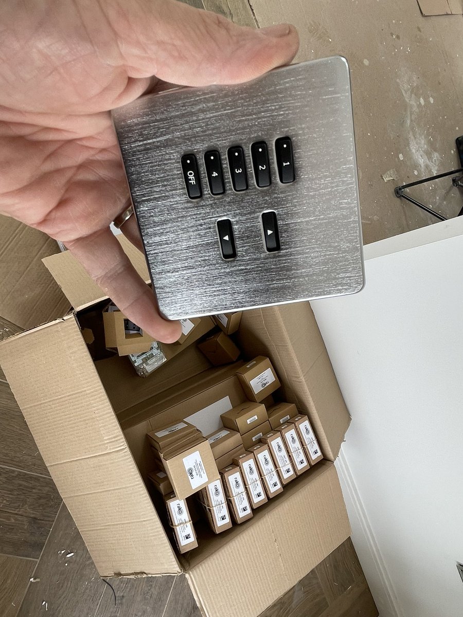 Getting down to the nitty gritty now on this stunning <a href="/HSSP_Architects/">HSSP Architects</a> designed property in Leicestershire, <a href="/RakoControls/">Rako Controls</a> lighting 2nd fix underway, @elancontrol to follow for control of the lighting, heating, security and audio visual systems in the house.