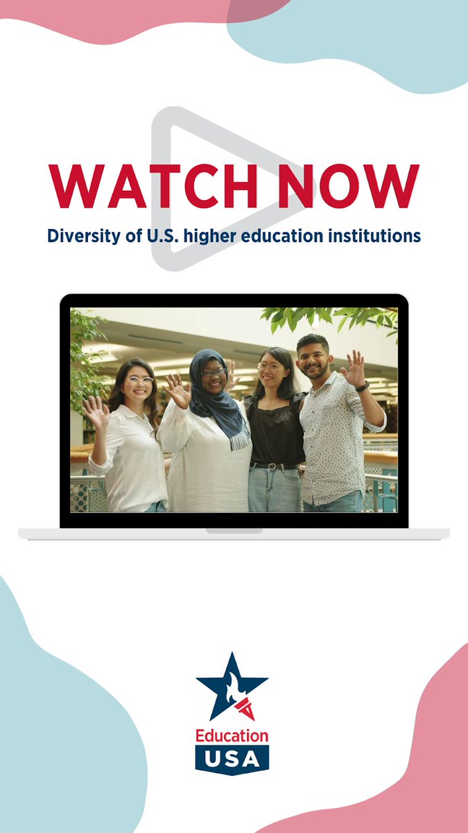Today we premiere a new video celebrating the diversity of U.S higher education.  How many types of institutions can you name?  Private, public, vocational, research, art, music, MSIs, community colleges, and many more!  Watch now ➡️ youtu.be/DhtJzUVEl0k. #StudyWithUS