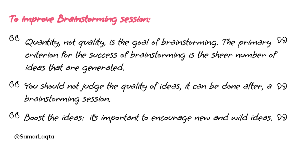 SamarLaqta's tweet photo. Brainstorming is an ideation technique in which all participants can contribute their knowledge.
Brainstorming is applied in the “ideate” phase in a variety of ways.
#itservices #itservicesprovider #uxui #uxuidesign #uxresearcher #designthinking #designer https://t.co/ORAjKANOju
