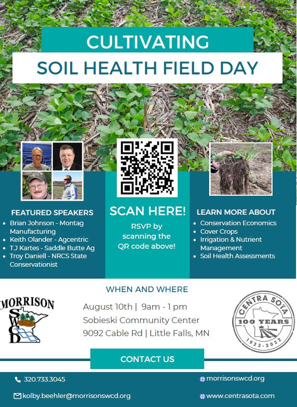 Come join us at the Cultivating Soil Health Field Day event on August 10th in Little Falls, MN. 
#Montag #CoverCrops