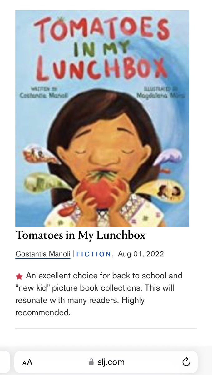 Costantia Manoli (@costantia) on Twitter photo ‘Tomatoes…’ gets its second STARRED review 🤩 woo-hoo! This time it’s from the lovely people at <a href="/sljournal/">SchoolLibraryJournal</a> - thank you thank you thank you 😊❤️🍅 <a href="/JVNLA/">Jennifer Weltz JVNLA</a> <a href="/Magdalenadraws/">Magdalena Mora</a> <a href="/MacKidsBooks/">MacKids Books</a> ‘Tomatoes…’ gets its second STARRED review 🤩 woo-hoo! This time it’s from the lovely people at <a href="/sljournal/">SchoolLibraryJournal</a> - thank you thank you thank you 😊❤️🍅 <a href="/JVNLA/">Jennifer Weltz JVNLA</a> <a href="/Magdalenadraws/">Magdalena Mora</a> <a href="/MacKidsBooks/">MacKids Books</a>