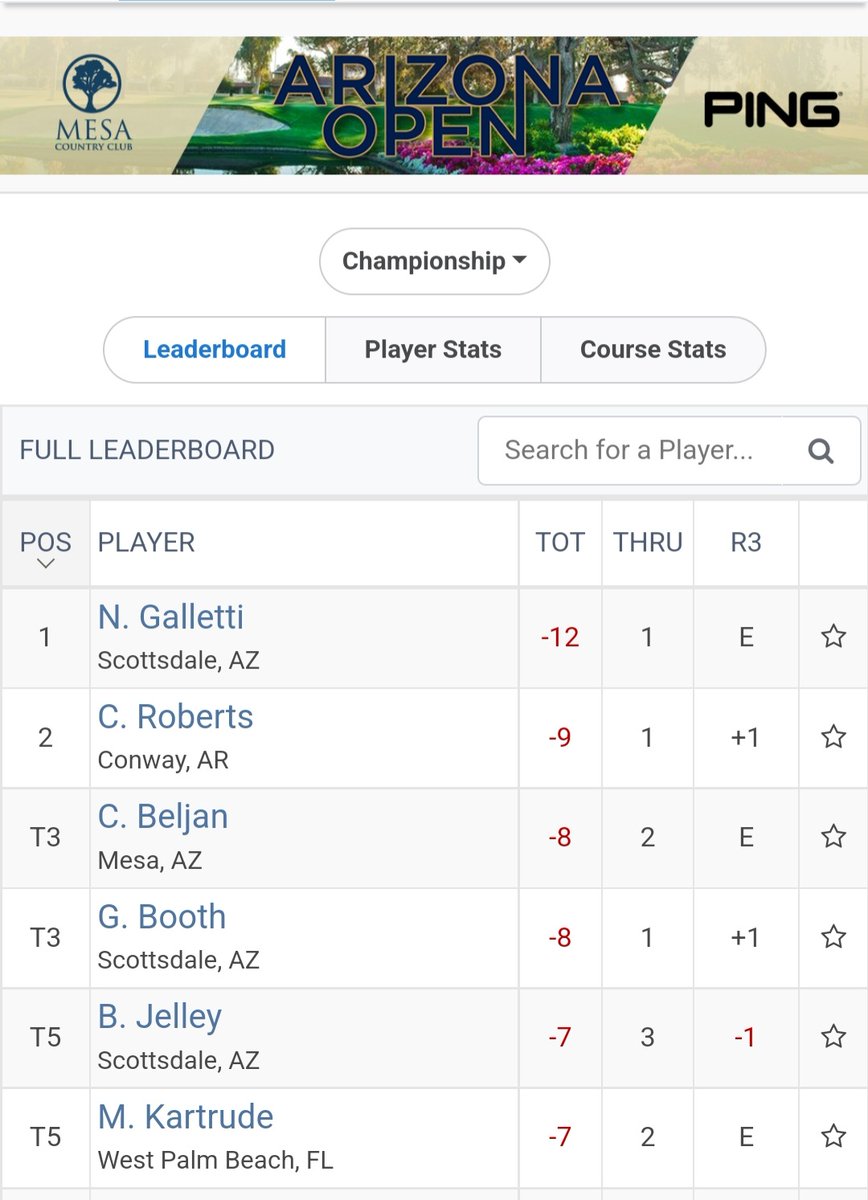 JOXSports's tweet photo. LEADERS OFF #ArizonaOpen π
Live scores https://t.co/zkVyels38V
#azgolf #Arizona #golf https://t.co/7Qno499QKc