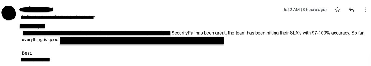 security_pal's tweet image. What would your day look like if #securityquestionnaires were almost 100% off your plate?

SecurityPal customers..
A) Have more time to focus on higher level priorities. 
B) Close deals &apos;won&apos; faster!
C) Reinvest time into products and customers. 
D) All of the above.

#grc  #se
