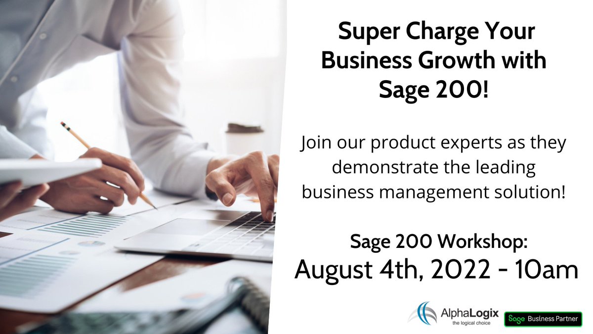alphalogix_uk's tweet photo. The Sage 200 solution allows you to: 

🔎 Gain complete visibility over operations
🚀 Elevate your business by taking advantage of cloud-based technology
💸 Get paid faster by saving time on unnecessary admin 

Register for our workshop here: https://t.co/kdJbCZQcWO https://t.co/1mJMTpxwOz