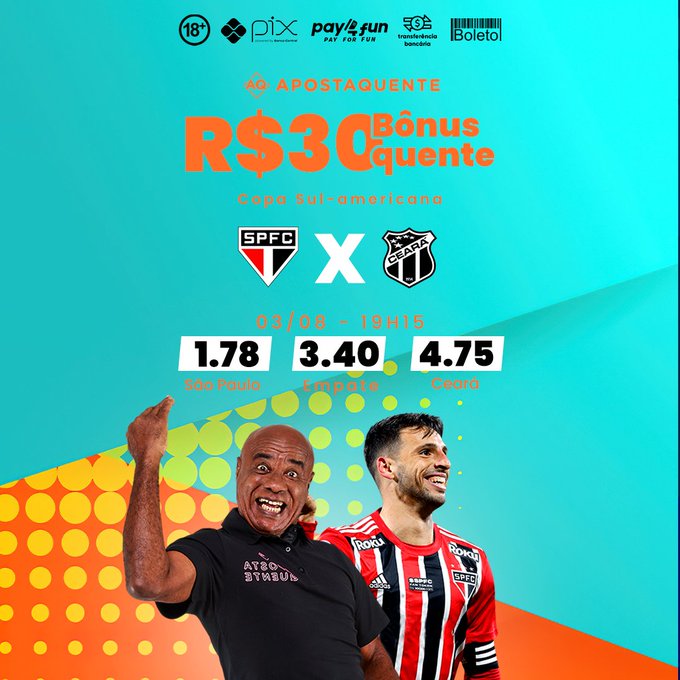 🔥 Hoje tem Trikas enfrentando o Cear&aacute; na #Sulamericana ! Ent&atilde;o vamos de b&ocirc;nus quente porque o neg&oacute;cio<a href="/tag/sulamericana"class="tags">#Sulamericana</a><a href="/tag/apostaquente"class="tags"><span>#apostaquente</span></a>