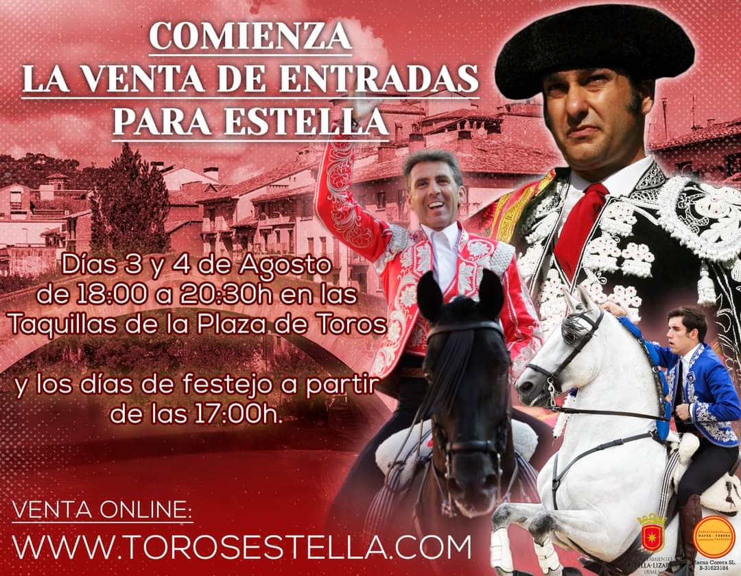 macuacorera's tweet photo. 🎟 ¡𝗬𝗔 𝗘𝗦𝗧𝗔́𝗡 𝗔 𝗟𝗔 𝗩𝗘𝗡𝗧𝗔 𝗟𝗔𝗦 𝗘𝗡𝗧𝗥𝗔𝗗𝗔𝗦 𝗦𝗨𝗘𝗟𝗧𝗔𝗦 𝗣𝗔𝗥𝗔 𝗘𝗦𝗧𝗘𝗟𝗟𝗔!

👉 Ya puedes adquirir en las Taquillas de la Plaza de Toros y a través de https://t.co/COQGajfT34 tus localidades sueltas y abonos para la Feria de Estella.

¡Os esperamos! 🙌 https://t.co/h2St6aalyD