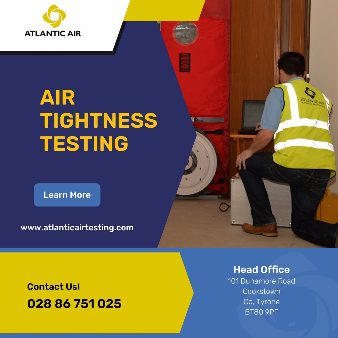 atlanticairtest's tweet photo. Air Leakage testing or Air Tightness Testing is the process of measuring the amount of conditioned (heated or cooled) air leaking from a building through uncontrolled ventilation. 
To find out more please call our sales team on 028 86 751 025 https://t.co/MEZDQXy0ZR