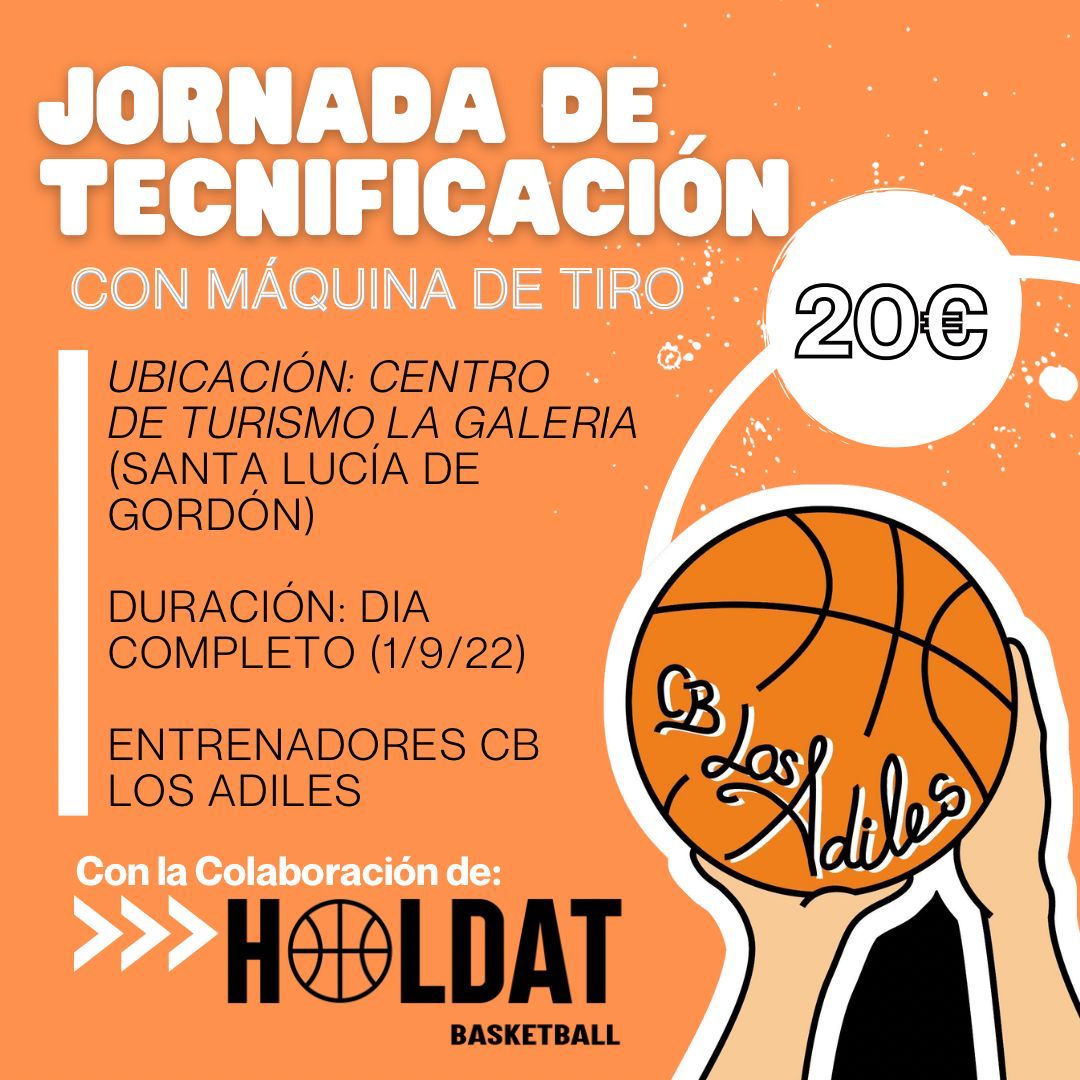 deportesvq's tweet photo. El Club Baloncesto Los Adiles ha organizado una jornada de tecnificación con máquina de tiro en colaboración con @holdat_basket en Santa Lucía de Gordón en el @centrodeturismolagaleria el 1 de septiembre
Inscripciones: https://t.co/Ra9e2UmwKE

#deportesvq #vqdxt #villaquilambre https://t.co/XVKp39U4oH
