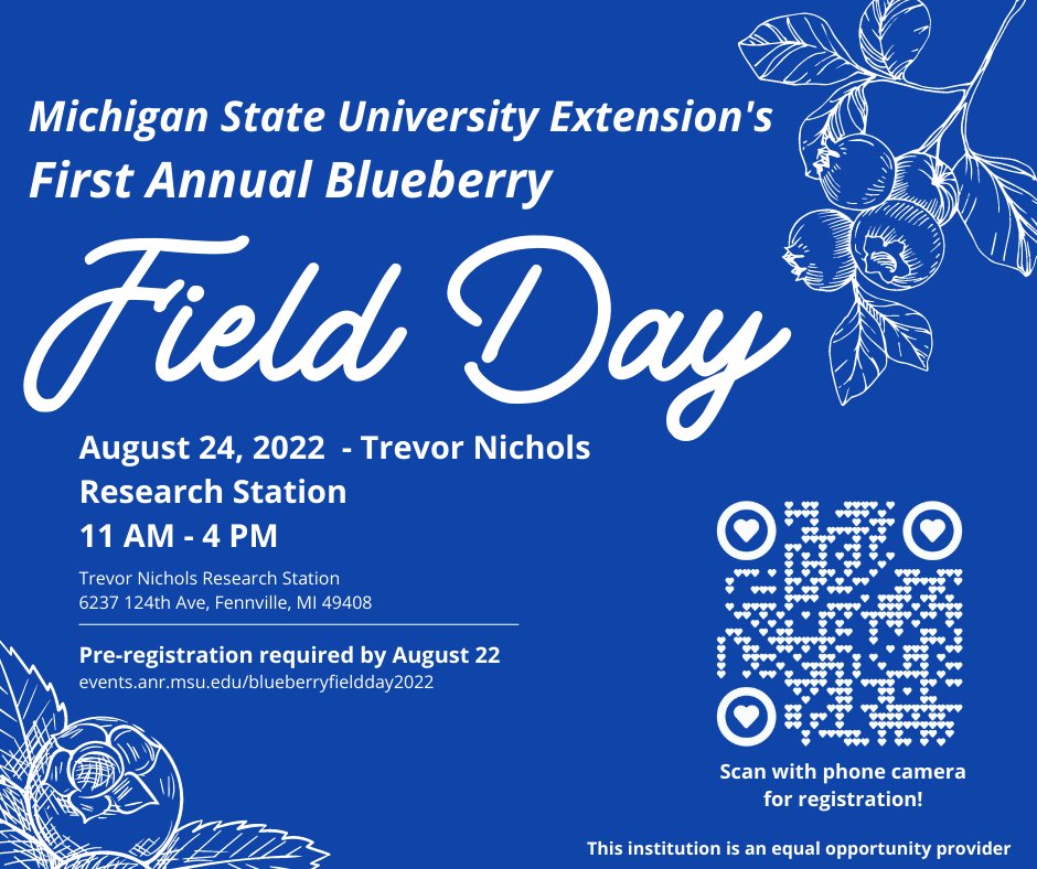 Come see me, @msuberrybugs, <a href="/DrVanderBerry/">Josh Vander Weide 🫐🍓</a>, <a href="/MSUHortWeeds/">Sushila Chaudhari</a>, <a href="/Tmiles_MSU/">Timothy Miles</a>, and some of our twitter-less coworkers at our first annual blueberry field day! It's going to be great (: