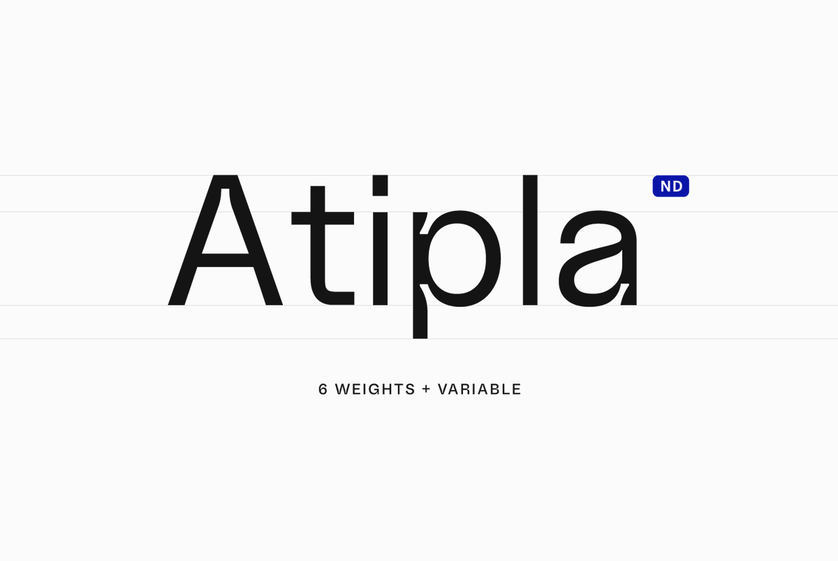 supply_family's tweet photo. Atipla ND is a contemporary sans serif typeface. Atipla ND contains a stylistic set, case sensitive forms, symbols and arrows, and the font covers all Latin Extended-A languages. Created by @nicolasdesle 
https://t.co/80RfiTaJea https://t.co/0NYFiW5iHa