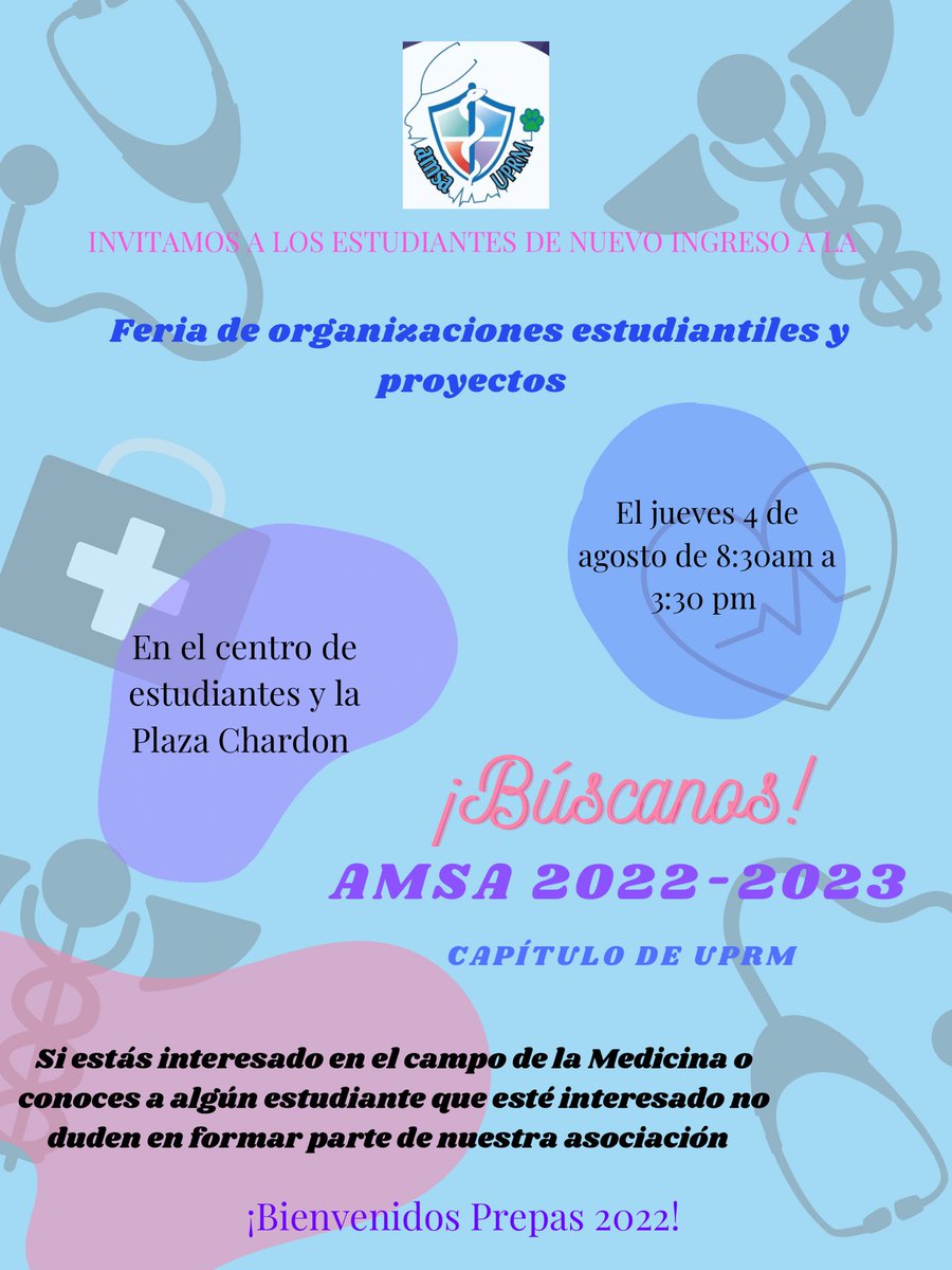 amsauprm's tweet photo. Esperamos a todos los estudiantes de nuevo ingreso interesados en el campo de la Medicina🫶🏼 https://t.co/sveIZGpENv