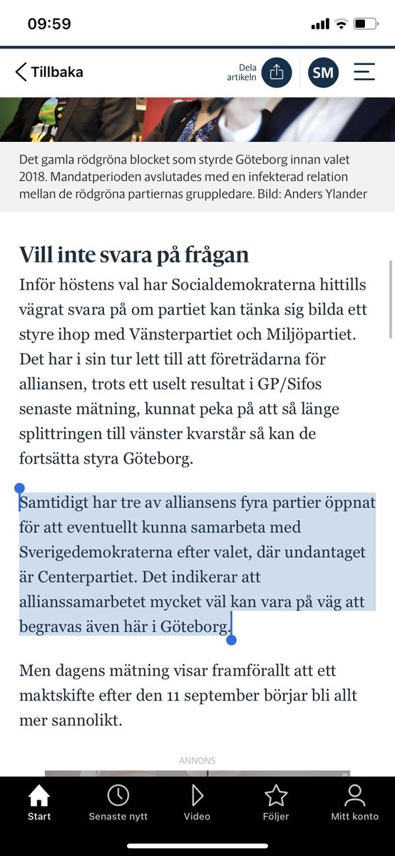 Nej. Liberalerna går till val på ett styra staden med Alliansen. Vi samarbetar inte med SD, det var ingången 2018 och samma ingång har vi idag. Inget har ändrats och inga nya beslut har tagits från L. En röst på Liberalerna i Göteborg är en röst på liberal politik.