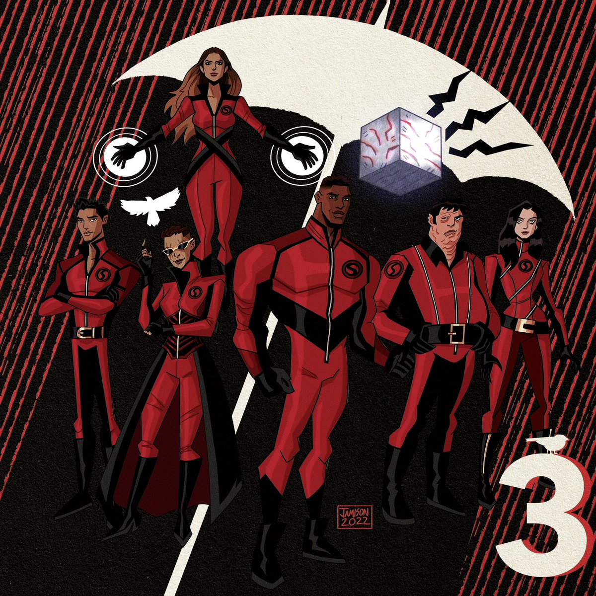 Dajam22's tweet photo. The Umbrel-Uh… I mean The Sparrow Academy Season 3. #TheUmbrellaAcademy @UmbrellaAcad #TheSparrowAcademy @netflix https://t.co/Q9VZR7sNLv