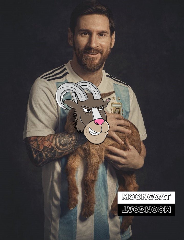 moongoatnft's tweet photo. Messi is a G.O.A.T and he already has his Moon Goat!!

Pay your Tribute
https://t.co/DbNwZNvGQl

ETH Network
Supply 10,100 Moon Goat
Price: 0.009 ETH

Mint Date: Follow us to get early access !!

#NFT #NFTGiveaway #nftcollector #NFTCommmunity #moongoatnft #Etherum #BTCUSDT https://t.co/aGfbDekTPh