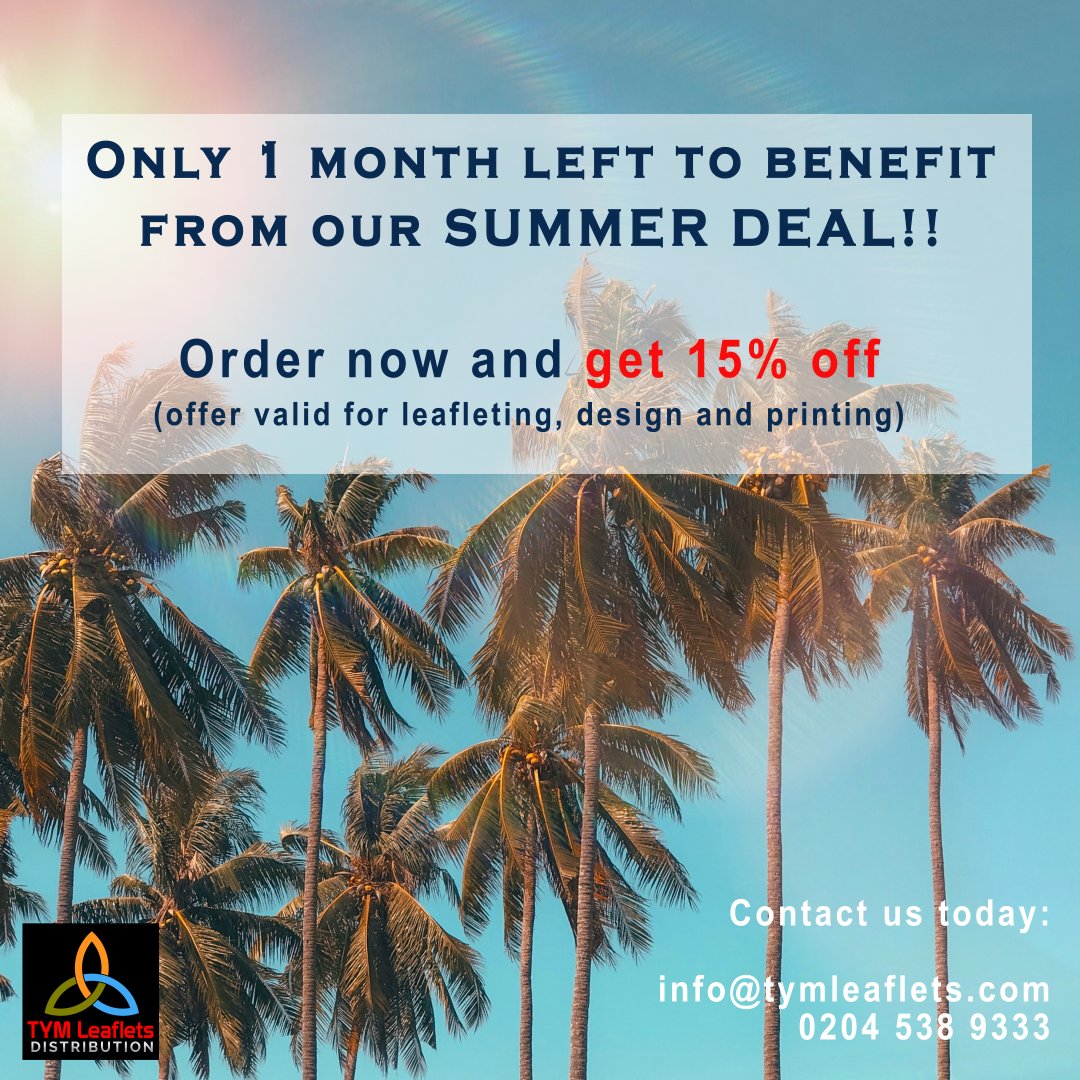 tymleaflets's tweet image. Enjoy our 15% off all orders #SummerDeal until the end of August 😃🌞

Reach new clients today with TYM Leaflets! 😉

#marketingtips #advertising #marketingstrategy #business #tymleaflets #londonbusiness