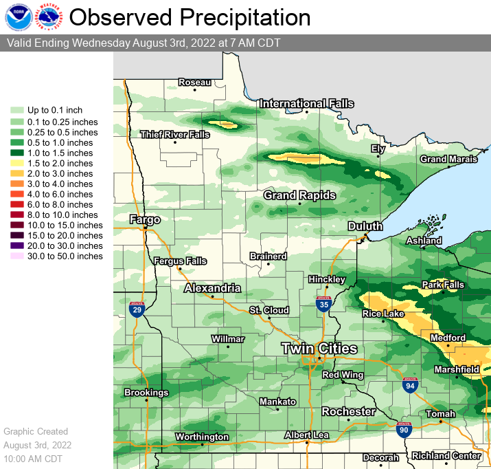 NWS Twin Cities on Twitter "Rainfall map from past 24 hours. Highest
