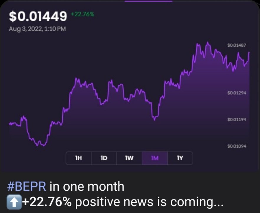 Woww!!!
Breaking news!!
#berp has growth by 22% in July, congrats to those who remain loyal to our company. Their revenue has also grown with the token.

😜KEEP HODLING ON💪

#beurop #bepr #cryptocurrency #BNBChain #Tokens #bnb #BSCGems #BSC #BSCGems #DeFi #trading