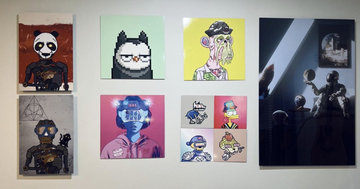 maddies_co's tweet photo. What are we missing from our wall? 
@TheHashmasks  OGs.
@BoredApeYC &amp; @moonbirds  community.
@RealSupDucks, @tigerbobNFT and @TastyBonesNFT
 - awesome art. 
@bhayani_dhruvil  - inspiration.

Suggestions and we'll print and post it later! https://t.co/W138d4RHG0