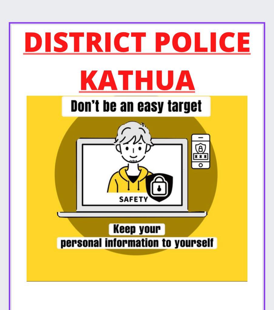 KathuaPolice's tweet photo. keep your personal information to yourself.
#cyberfrauds
#bewareofcyberfrauds
@ZPHQJammu
@JmuKmrPolice
@RCKotwal3 https://t.co/39wDnixZiW