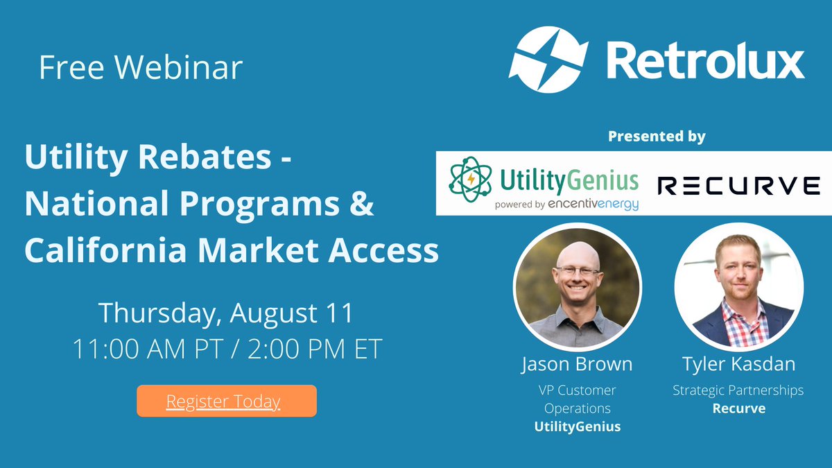 RetroLuxApp's tweet photo. Webinar: Utility Rebates Trends &amp; Innovations - https://t.co/MN3S9hfNtM https://t.co/EHMYwBGJP4