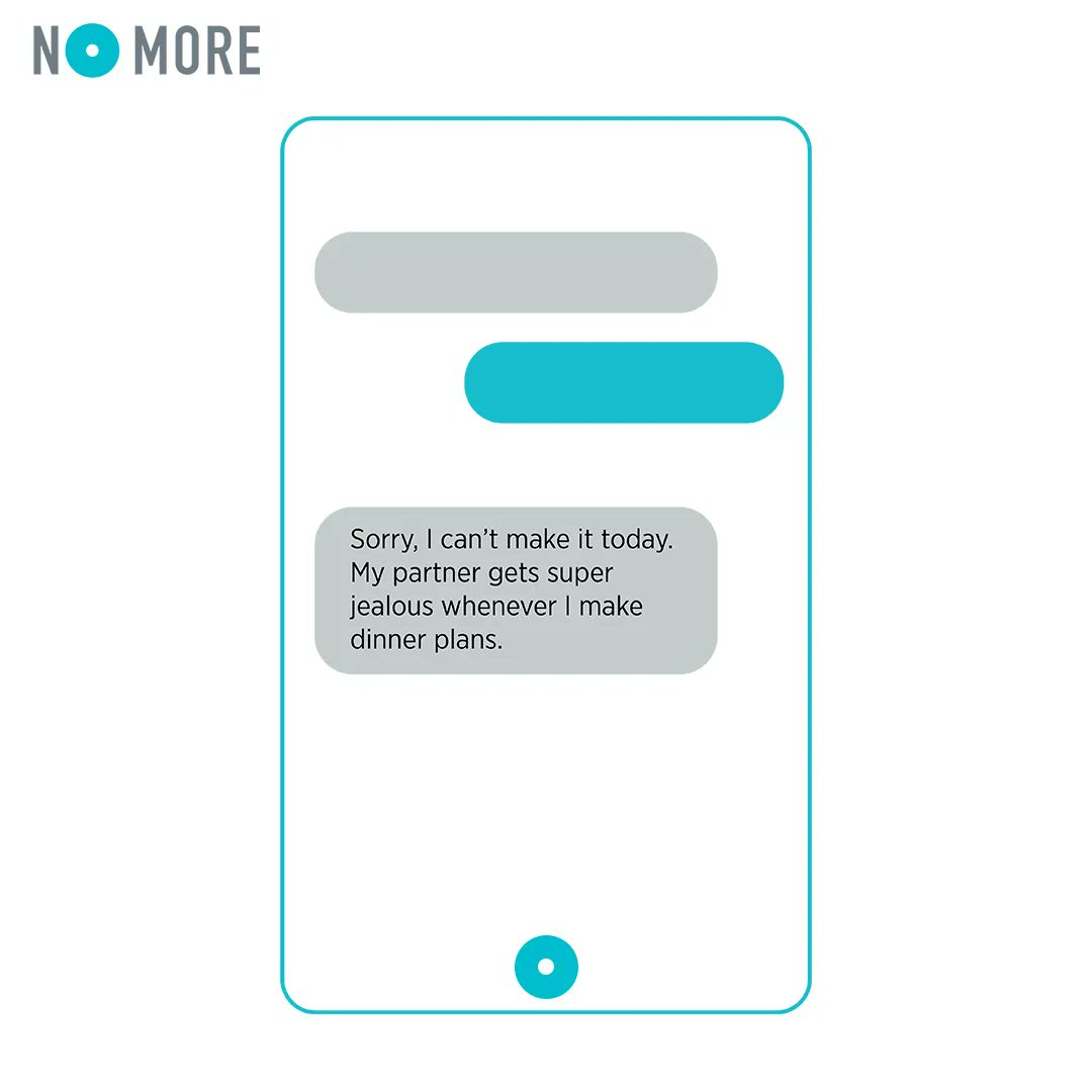 NOMOREorg's tweet photo. Abusers use isolation and excessive jealousy to control their partners. If someone describes their partner as possessive or constantly cancels plans to appease their partners, they may be in an abusive relationship. #KnowTheSigns #NOMORE https://t.co/LURSMEM8mp
