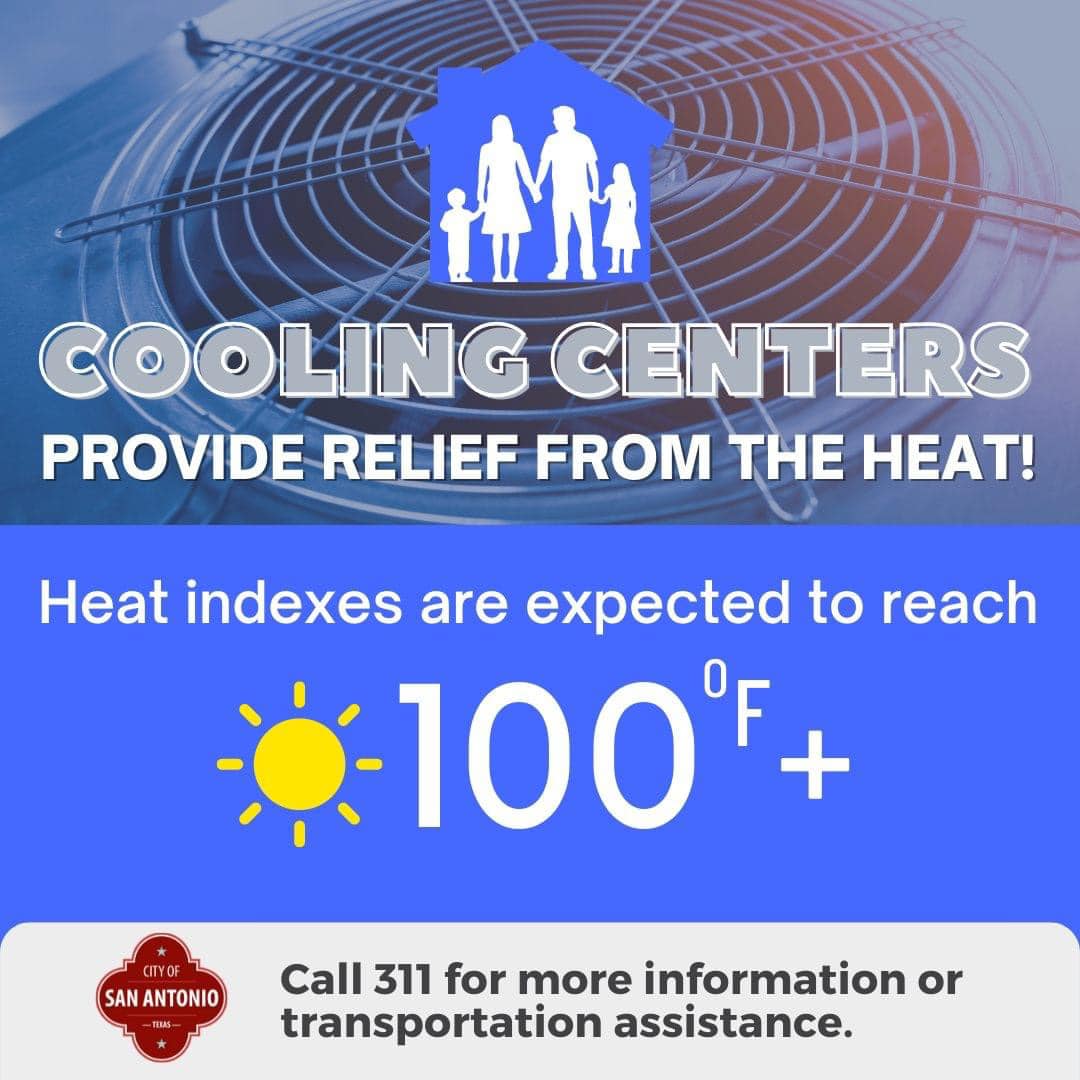 #beattheheat To find a cooling center near you, visit the San Antonio Office of Emergency Management website bit.ly/39JyMvd or call 311 for more information or transportation assistance.