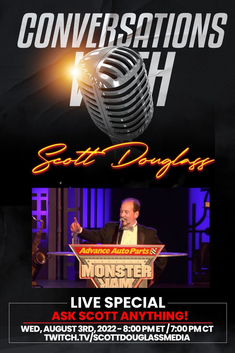Monstervoice's tweet photo. Trying something new on tonight’s Conversation. It’s “Ask Scott Anything” night! Matteau Isbill will moderate, asking me questions that viewers pose in the chat room and on social media. Join us for the live stream at 8:00 pm eastern time on https://t.co/x40rqk80zG https://t.co/phRVkY4Xrz