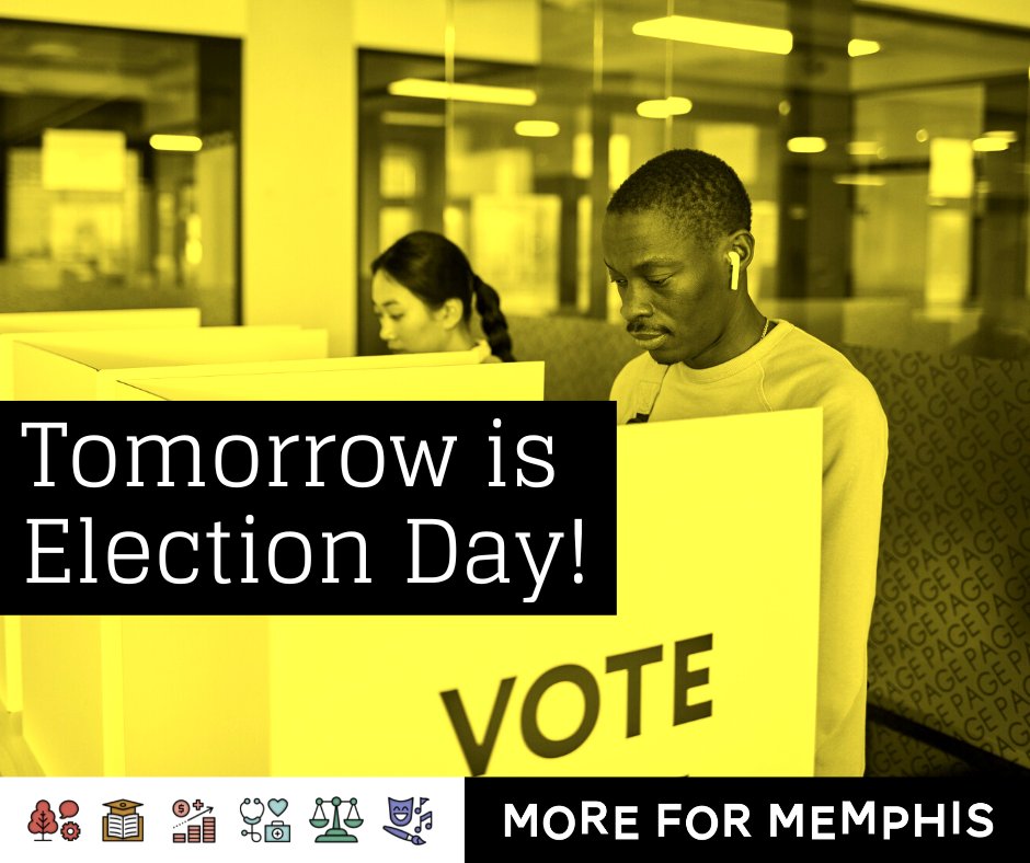 MoreForMemphis's tweet photo. Tomorrow is August 4th, a very important Election Day in Shelby County! 🗳️ We hope to see you at the polls using your vote to help transform our community. Find all your Election Day voting info at https://t.co/Mp48OEu04s. #moreformemphis #Vote901 https://t.co/5kf9n8tRqx