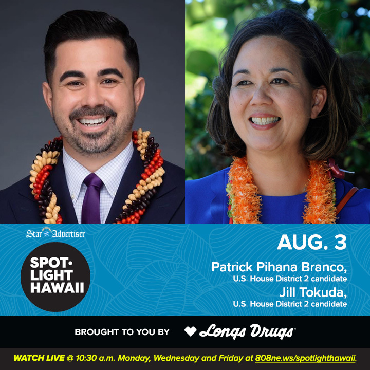 StarAdvertiser's tweet photo. UPCOMING LIVESTREAM: Tune into the Honolulu Star-Advertiser’s Facebook page at 10:30 a.m. today for a live discussion with U.S. House District 2 candidates Patrick Pihana Branco (@VoteBrancoHI) and @tokudaforhawaii. 
⁠
MORE: https://t.co/tc4vyOokKQ  

#HInews #StarAdvertiser https://t.co/VLJW1NQG9u