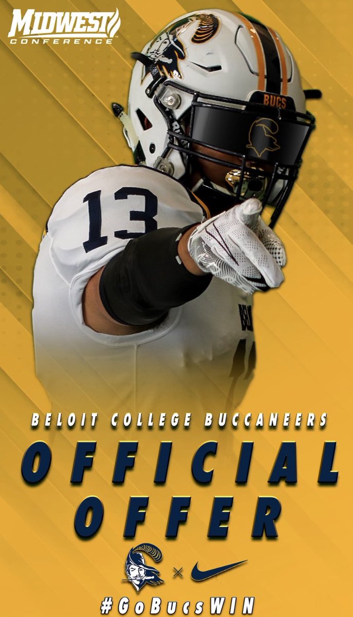 Excited and honored to receive my first offer from Beloit College !  Thanks to <a href="/coachlanghoff/">Kyle Langhoff</a> and <a href="/BeloitBucsFB/">BeloitBucsFootball</a> for the opportunity !  <a href="/6starfootballMO/">Six Star Football | MISSOURI</a> <a href="/TheLegionSTL/">Johnny Johnson</a> <a href="/JBSFootball/">JBSFootball</a> <a href="/Coach_M_Rodgers/">Marty Rodgers</a> <a href="/JHMerrittJr/">John Merritt 🏈</a> #GoBucsWIN