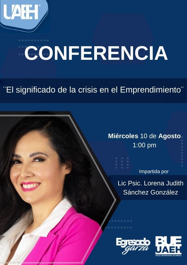 UAEH_Egresados's tweet photo. Estimado Egresado Garza,
La Dirección de Vinculación con egresados, te invita a participar  en el Webinar denominado “El significado de las crisis en el Emprendimiento”.

Realiza tu registro en el siguiente link:
https://t.co/Wsm685iD1q
#UAEH #Egresadogarza https://t.co/C9vvlC5Qd6