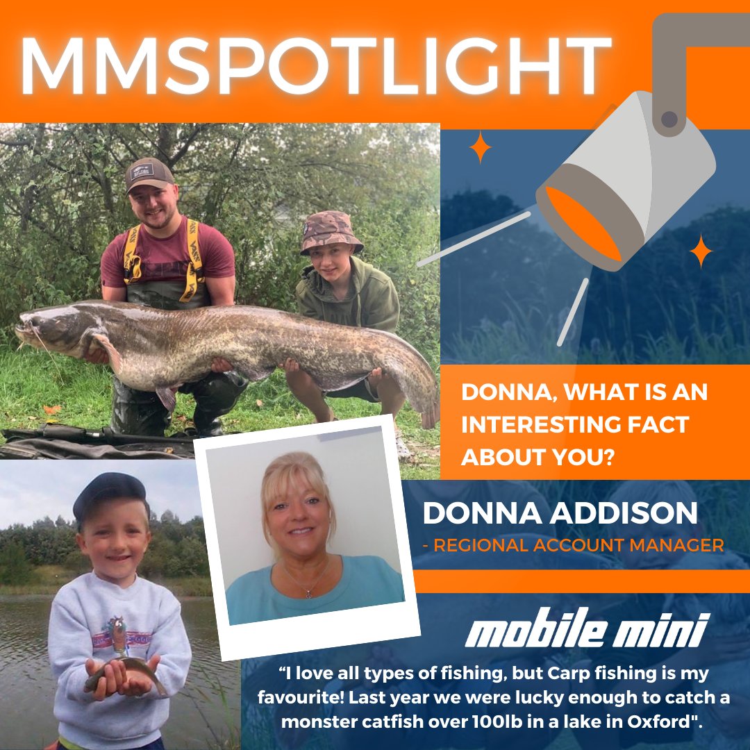 Algeco_Official's tweet photo. We would like to shine an #MMSpotlight on Donna Addison, Regional Account Manager as she explains an interesting fact about herself.
๐ Mobile Mini North East
#MobileMiniUK #Careers #IndustryLeading #Advice #MMFamily #PeopleAndDevelopment #Fishing https://t.co/sGt3T0aEmv