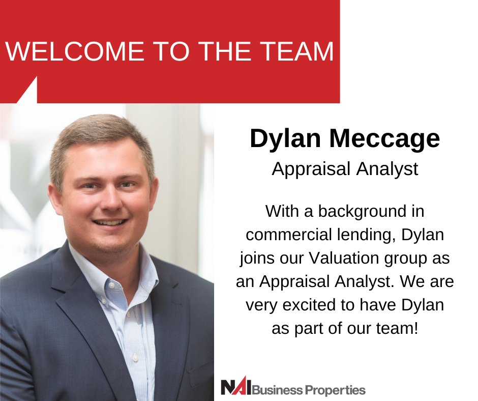 NAIBusinessProp's tweet photo. We are very excited to announce that Dylan Meccage has joined the NAI Business Properties team!
#Welcome #NAITeam #AppraisalAnalyst #Appraisals #BOVs #Valuations #NAIBusinessProperties #Billings #Montana #CRE https://t.co/9ZETVCGcDN