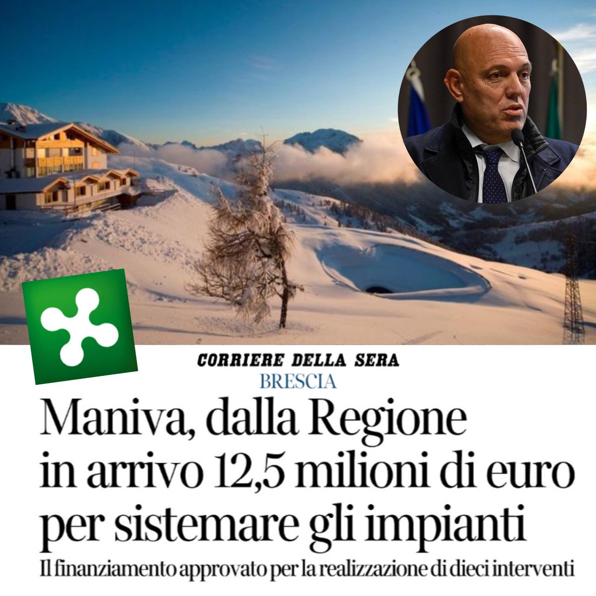 MassimoSertori_'s tweet photo. 🟢 Via libera al Patto Territoriale per lo sviluppo del territorio del Monte #Maniva (Bs): Regione stanzia 12.517.000 euro per la realizzazione di 10 interventi infrastrutturali strategici per il Comprensorio sciistico. (1/2)
👉 https://t.co/kN2kRVw5qP
#MontagnaLombarda https://t.co/gGF3DdZrRA