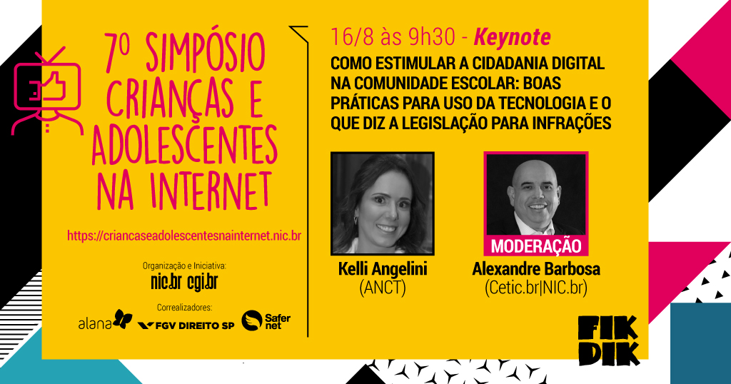 ComuNICbr's tweet photo. Kelli Angelini, especialista na área de direito digital, explicará como estimular a cidadania digital na comunidade escolar no 7º Simpósio Crianças e Adolescentes na Internet! Será no dia 16/8 em São Paulo. Participe! https://t.co/iCCjOPQwEa #InternetSegura #InternetcomResponsa https://t.co/tWmHvS7K7Q