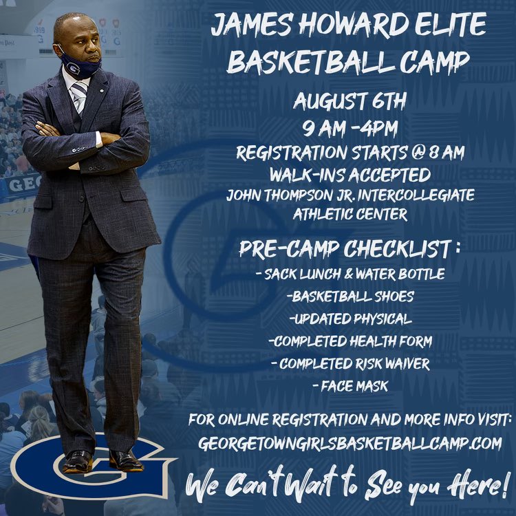 Camp Reminder ⏰ and Camp Checklist ✅ Don’t forget some of these essentials ‼️ We are looking forward to seeing you all this Saturday 🏀!  

REGISTRATION LINK:
georgetowngirlsbasketballcamps.com

#HOYASAXA
#WEAREONE 
🐶💙🤍