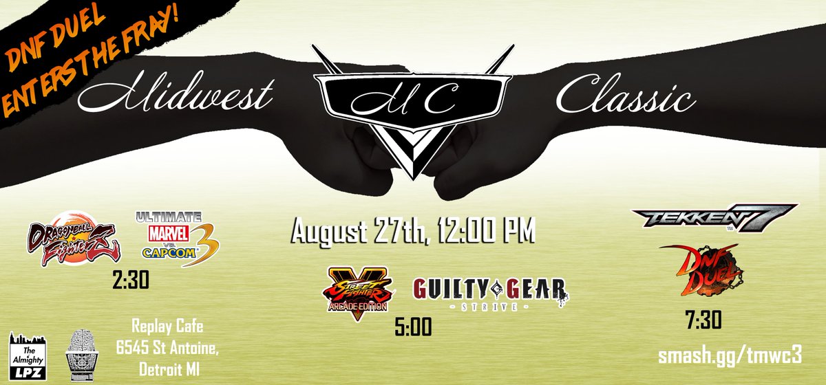 MWClassicFGC's tweet photo. It is August, which means the 3rd installation of The Midwest Classic is almost here!

The final event is DNF Duel, I hope you all are excited for offline DNF action 
You can register here -> https://t.co/EyZEWlczD5

If you have any questions, feel free to shoot us a DM https://t.co/CqdD8RLLEU
