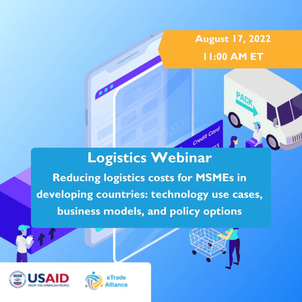 The eTrade Alliance is hosting its 4th webinar in the 6-part webinar series on enabling #ecommerce in emerging markets! Panelists will discuss the technology, business models, and policy solutions to lower MSMEs’ ecommerce #logistics costs. Register here: loom.ly/2VAc_jg