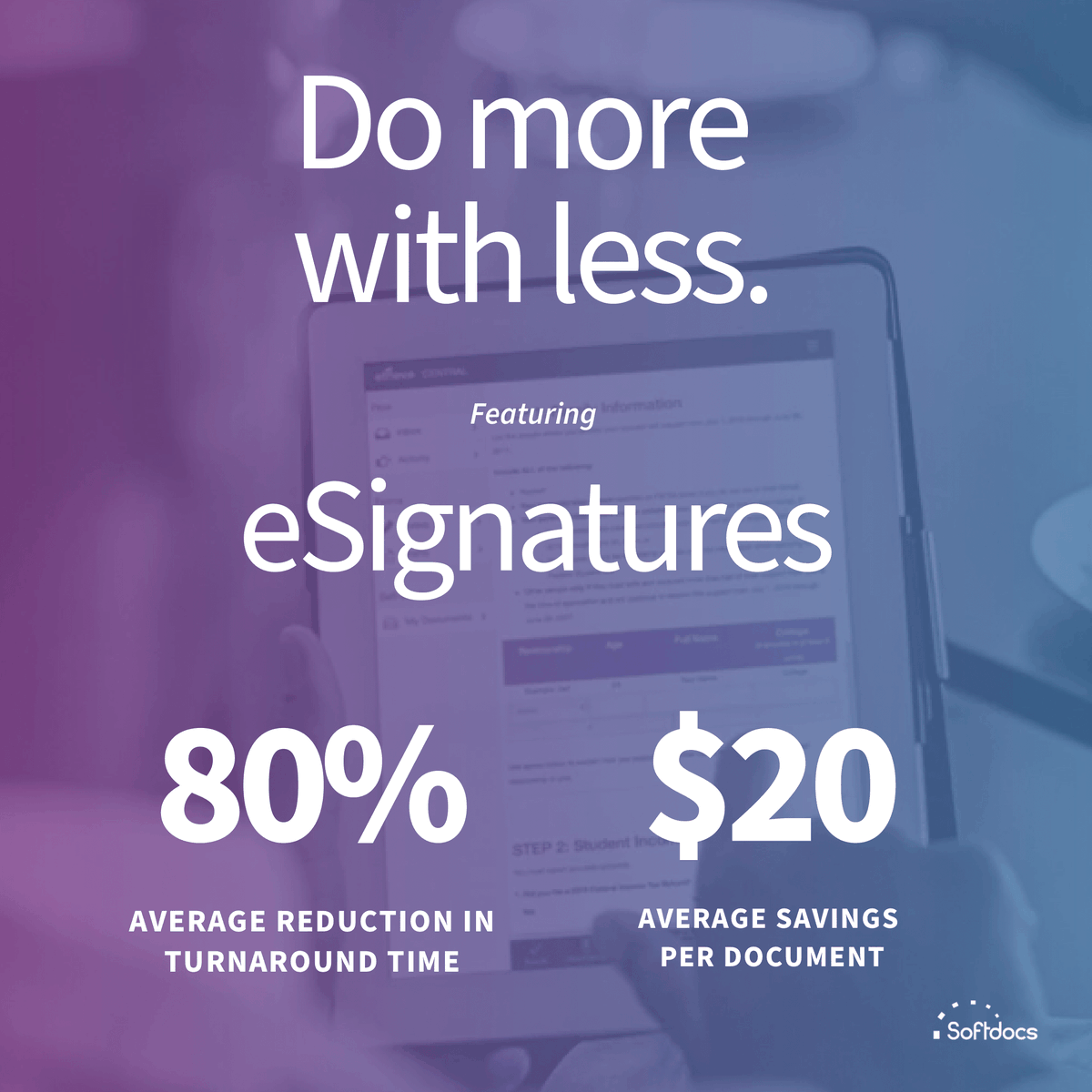 Softdocs's tweet image. Institutions and districts across the country are being asked to #domorewithless
Easy, integrated, and unlimited— eSignatures with Softdocs has your back.
Learn more: bit.ly/3B5evK1
#highereducation #k12 #esignature #education  #edtech #BetterTogether