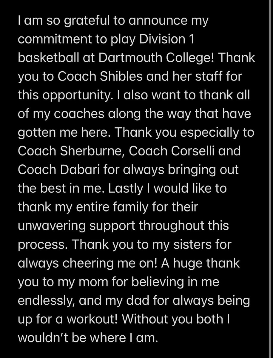 Go big green💚 <a href="/DartmouthWBB/">Dartmouth Women's Basketball</a>