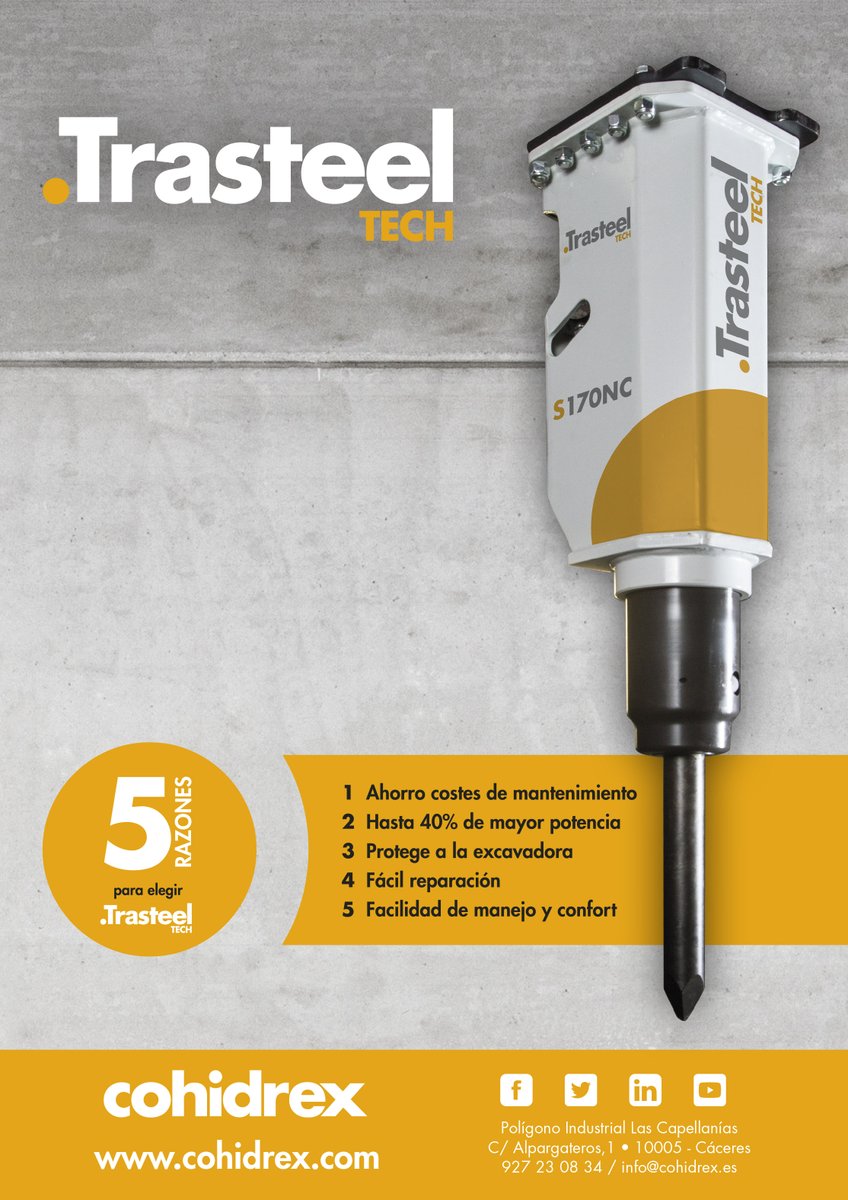 cohidrex's tweet photo. Los #MartilloHidráulicos #TrasteelTech están recomendados para todo tipo de trabajos🔝
👇Descubre las 5 razones para elegir nuestros martillos 👇
🔎https://t.co/1Odg1pm0FD
¡Os deseamos un #FelizDía🙃!
.
.
.
#CompromisoCohidrex #CommittedToYou #DemoledoresHidráulicos #Equipos https://t.co/hzehrpaTpv