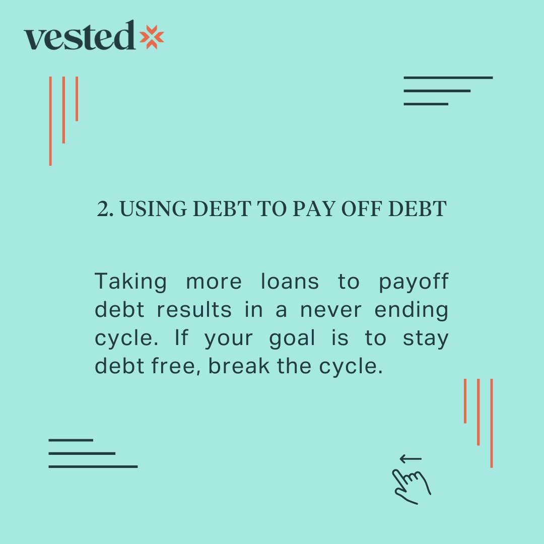 Vestedng's tweet photo. The biggest mistake to avoid regarding debt payoff?
NOT STARTING!!!
You can't make a dent in your debt if you never start.
Have you ever made any of these mistakes?
Let us know in the comments.
#Vestedng #financialwellbeing #paybackdebt https://t.co/9T7qyv53gn