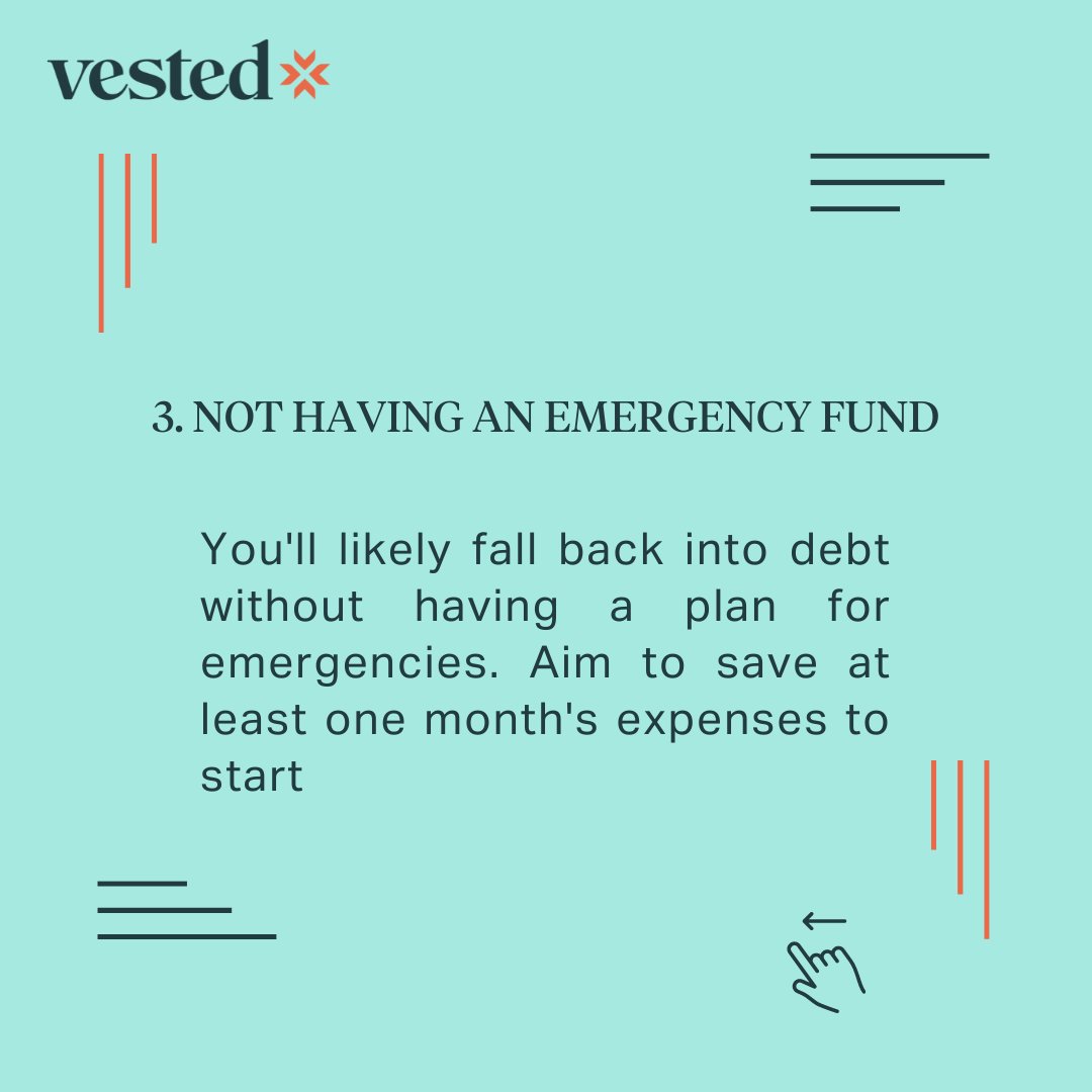 Vestedng's tweet photo. The biggest mistake to avoid regarding debt payoff?
NOT STARTING!!!
You can't make a dent in your debt if you never start.
Have you ever made any of these mistakes?
Let us know in the comments.
#Vestedng #financialwellbeing #paybackdebt https://t.co/9T7qyv53gn