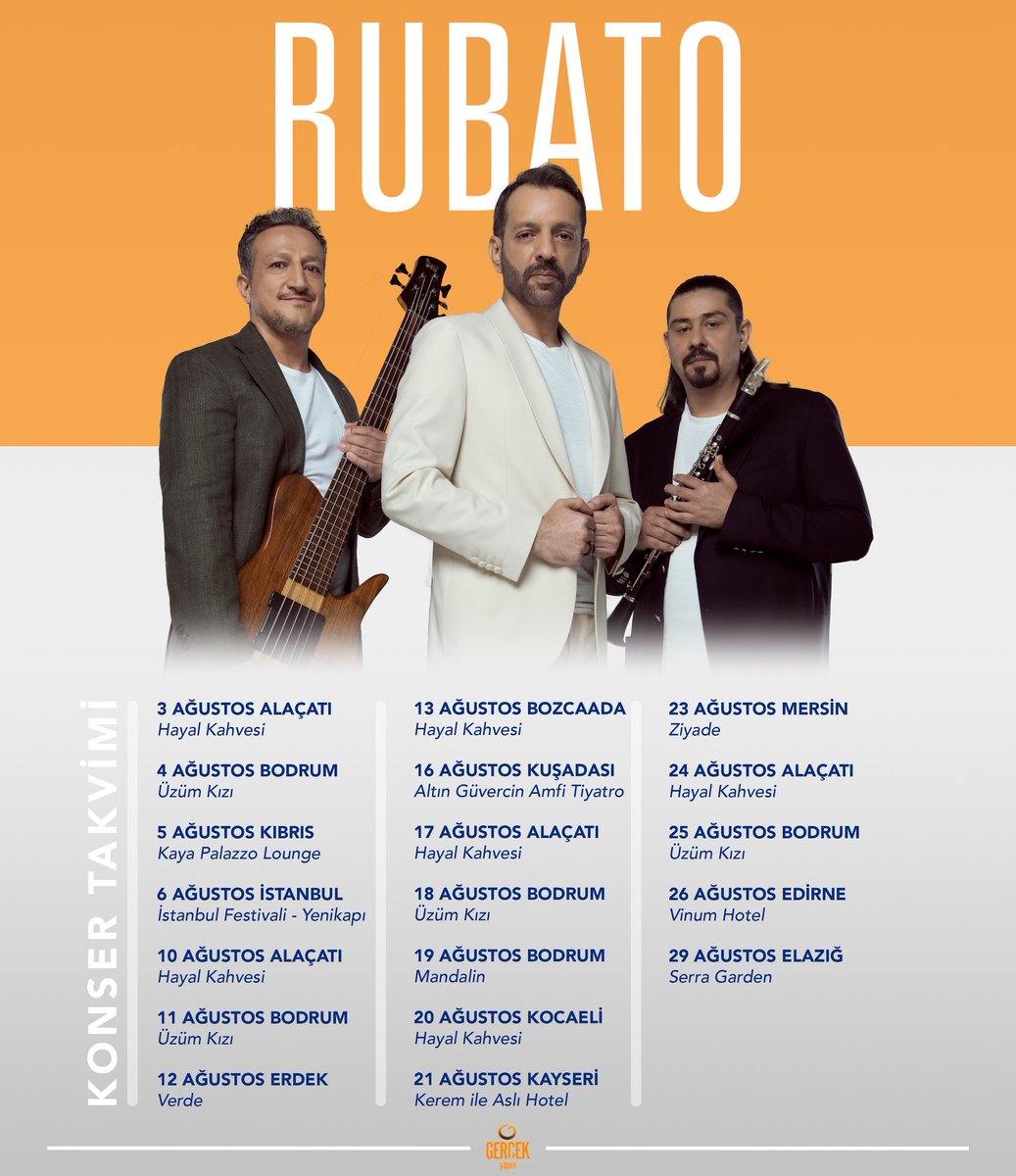 Ağustos konser tarihlerimiz 🎶 #RubatoYollarda