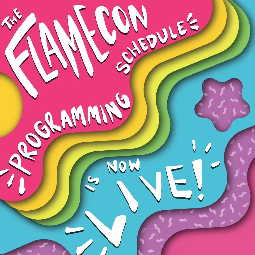 FlameCon's tweet photo. What panels are you going to at Flame Con? Check them out here, https://t.co/jE1sjsQ1xQ, and share the ones you are most excited about! https://t.co/i5KFlyp4uR