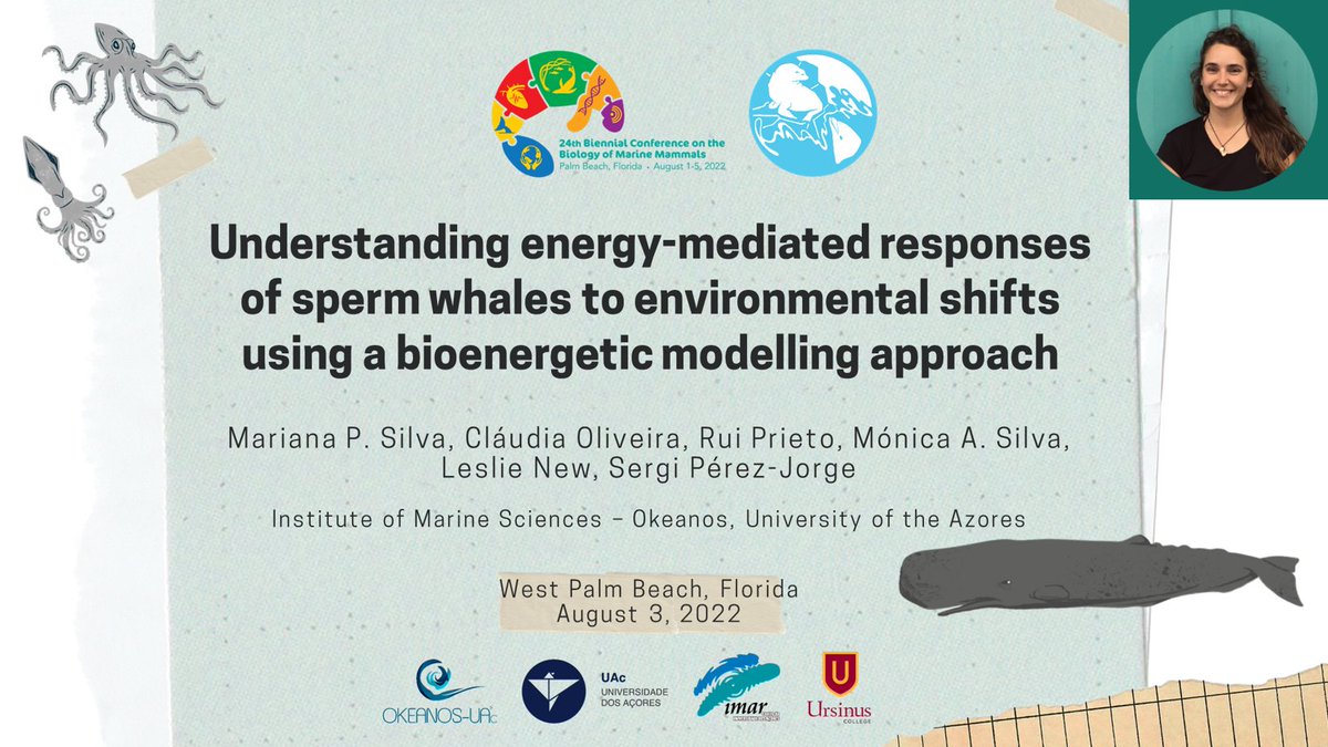 Azores Whale Lab - Cetacean Ecology Group (@azwhalelab) on Twitter photo If you are interested to know more about “Energy-mediated responses of sperm whales to environmental shifts using bioenergetic models” Mariana Silva from <a href="/AzWhaleLab/">Azores Whale Lab - Cetacean Ecology Group</a> will be presenting her results at the #SMM2022 this afternoon (3pm) <a href="/marinemammalogy/">Marine Mammalogy</a> If you are interested to know more about “Energy-mediated responses of sperm whales to environmental shifts using bioenergetic models” Mariana Silva from <a href="/AzWhaleLab/">Azores Whale Lab - Cetacean Ecology Group</a> will be presenting her results at the #SMM2022 this afternoon (3pm) <a href="/marinemammalogy/">Marine Mammalogy</a>