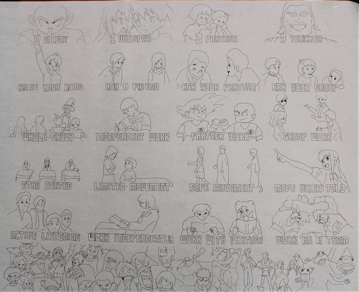 WinshipElemLib's tweet image. Creating an Anime Themed C.H.A.M.P.S. poster for the @WinshipES Library in @SpringISD! #SpringProud