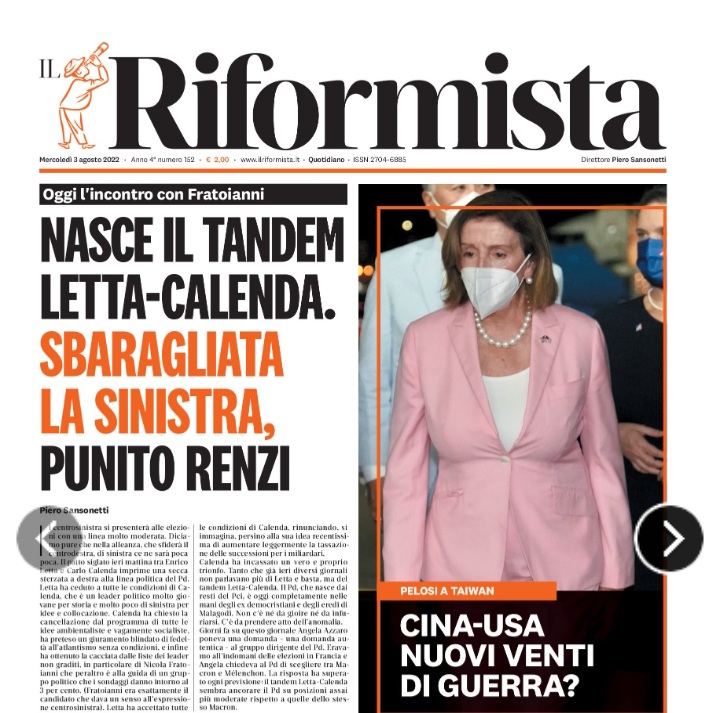 andrea_cangini's tweet photo. Confidavo decisamente nella possibilità di presentarci da soli alle elezioni, ma a giudicare dalle reazioni dei giornali più di sinistra (oltre che dalla conversione no-tax di Letta e dalla marginalizzazione degli anti Draghi alla Fratoianni), forse mi sbagliavo…
@Azione_it https://t.co/Q1OLT6tRgi