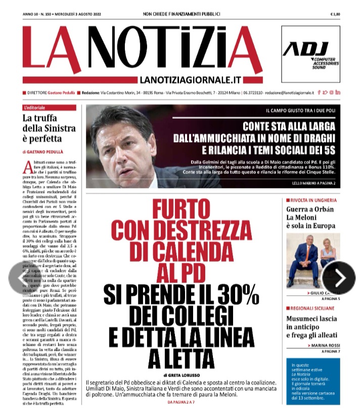 andrea_cangini's tweet photo. Confidavo decisamente nella possibilità di presentarci da soli alle elezioni, ma a giudicare dalle reazioni dei giornali più di sinistra (oltre che dalla conversione no-tax di Letta e dalla marginalizzazione degli anti Draghi alla Fratoianni), forse mi sbagliavo…
@Azione_it https://t.co/Q1OLT6tRgi