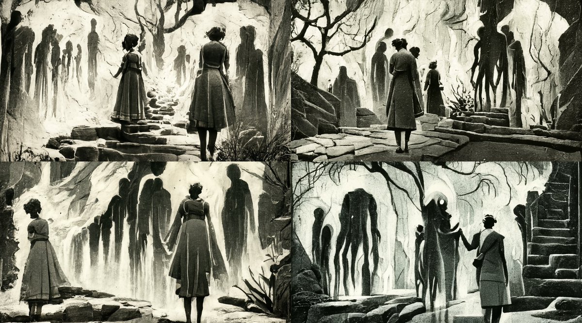 #midjourney さんで百鬼夜行インジャパン(many monsters, spirits, forming a line and walking through the night in Japan)
愉快で怪しいイメージではなく大量死のあった地という感じになってしまった spiritsが良くなかったかもしれない